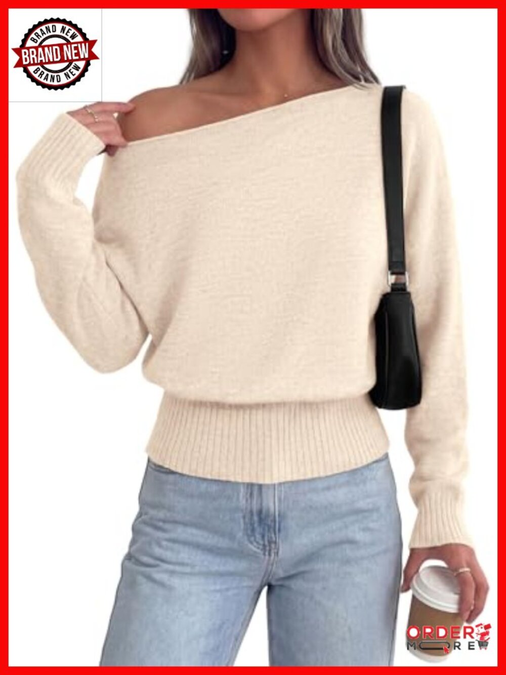 PRETTYGARDEN Women's Off Shoulder Sweater Pullover Long Sleeve Asymmetrical